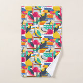 Geometrische tropische vogels bad handdoek (Handdoek)
