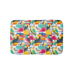 Geometrische tropische vogels badmat