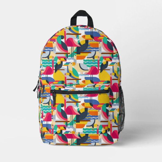 Geometrische tropische vogels bedrukte rugzak (Voorkant)