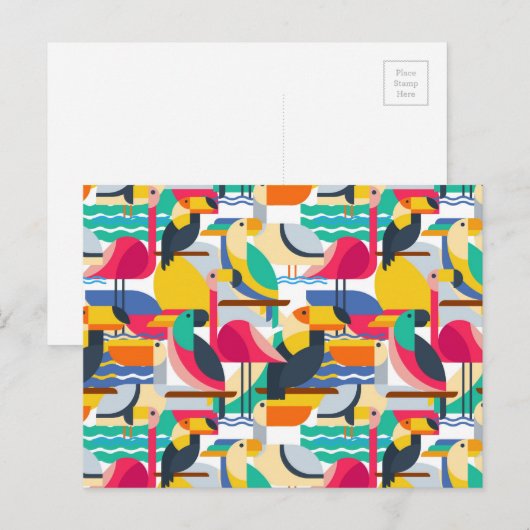 Geometrische tropische vogels briefkaart (Voorkant / Achterkant)
