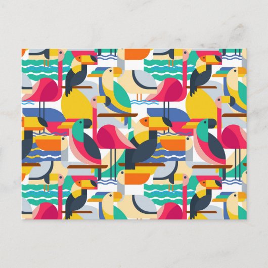Geometrische tropische vogels briefkaart (Voorkant)