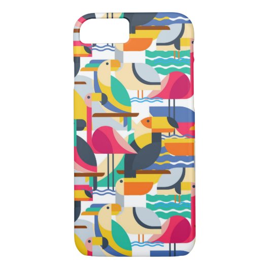 Geometrische tropische vogels Case-Mate iPhone case (Achterkant)