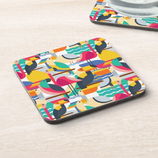 Geometrische tropische vogels drankjes onderzetter (Linkerzijde)