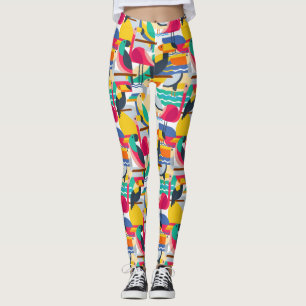 Geometrische tropische vogels leggings