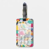 Geometrische tropische vogels | Monogram Bagagelabel (Achterkant verticaal)