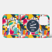 Geometrische tropische vogels | Monogram Case-Mate iPhone Case (Achterkant (horizontaal))