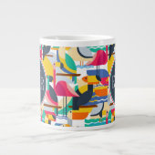 Geometrische tropische vogels | Monogram Grote Koffiekop (Voorkant)