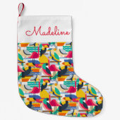 Geometrische tropische vogels | Monogram Kleine Kerstsok (Voorkant)