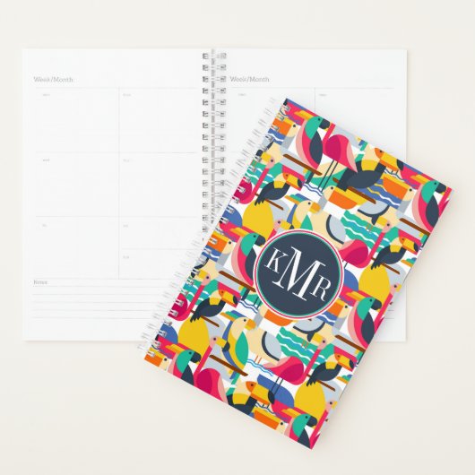 Geometrische tropische vogels | Monogram Planner (Display)