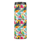 Geometrische tropische vogels | Monogram Thermosbeker (Achterkant)