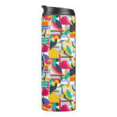 Geometrische tropische vogels | Monogram Thermosbeker (Geroteerd rechts)