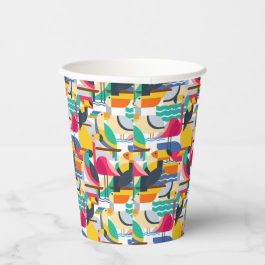 Geometrische tropische vogels papieren bekers (Rechts)