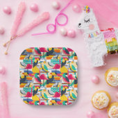 Geometrische tropische vogels papieren bordje (Feest)