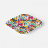 Geometrische tropische vogels papieren bordje (Gebogen)