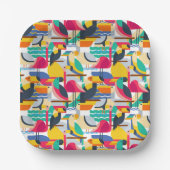 Geometrische tropische vogels papieren bordje (Voorkant)