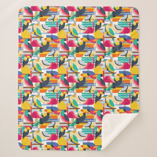 Geometrische tropische vogels sherpa deken (Voorkant)