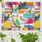 Geometrische tropische vogels theedoek (Gevouwen)