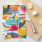 Geometrische tropische vogels theedoek (Quarter Fold)