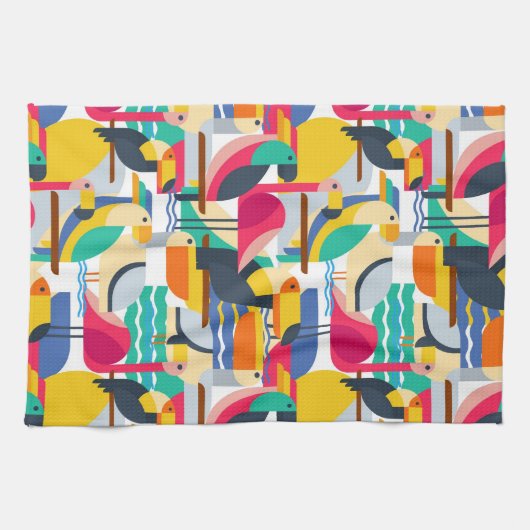 Geometrische tropische vogels theedoek (Horizontaal)