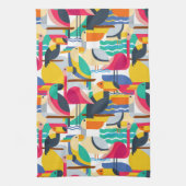 Geometrische tropische vogels theedoek (Verticaal)