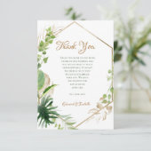 Geometrische tropische Waterverf Groene gouden bla Bedankkaart (Staand voorkant)