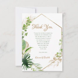 Geometrische tropische Waterverf Groene gouden bla Bedankkaart