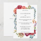 Geometrische Trouwbloemen Burgundy - Wit Kaart (Voorkant / Achterkant)