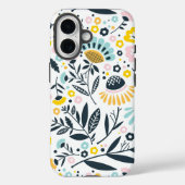 Geometrische tuin bloemenpastelpatroon Case-Mate iPhone case (Achterkant)