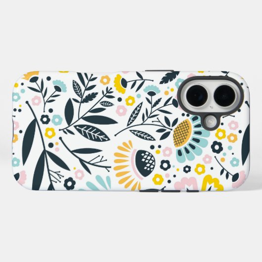 Geometrische tuin bloemenpastelpatroon Case-Mate iPhone case (Achterkant (horizontaal))
