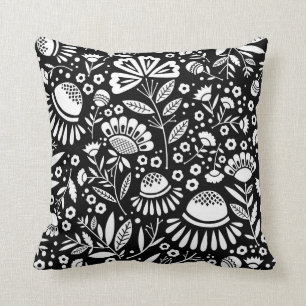 Geometrische tuin Floral Pattern in Black and Whit Kussen