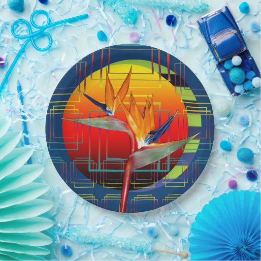 Geometrische tuin van de paradijsbloem papieren bordje (Feest)