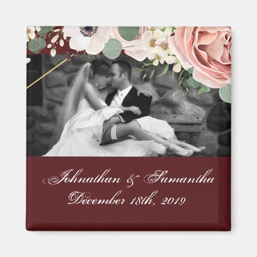 Geometrische tuinwijn met persoonlijke foto Magnet (Voorkant)