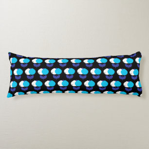 Geometrische tulpen blauw en zwart lichaamskussen