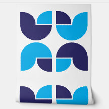 Geometrische Tulpen Patroon in Blauw en Marine