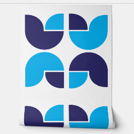 Geometrische Tulpen Patroon in Blauw en Marine Behang