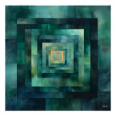 Geometrische tunnel Abstracte kunst - Blauwgroen e Perfect Poster (Voorkant)