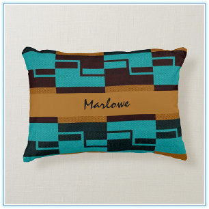 Geometrische Turquoise Black en Brown Accent Kussen