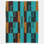 Geometrische Turquoise Black en Brown Fleece Deken (Voorkant)