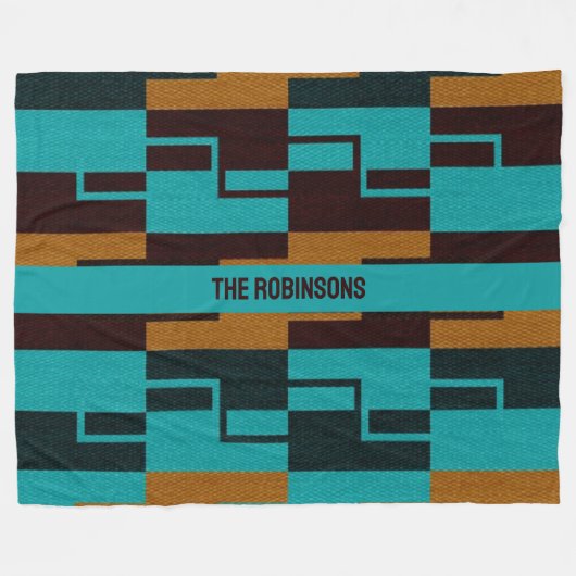 Geometrische Turquoise Black en Brown Fleece Deken (Voorkant (Horizontaal))