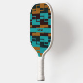 Geometrische Turquoise Black en Brown Pickleball Paddle (Links)