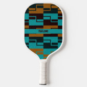 Geometrische Turquoise Black en Brown Pickleball Paddle (Achterkant)