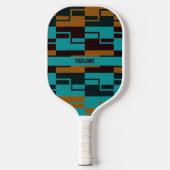 Geometrische Turquoise Black en Brown Pickleball Paddle (Voorkant)