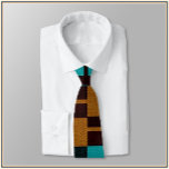 Geometrische Turquoise Black en Brown Stropdas<br><div class="desc">Geometrische turquoise en licht/donkerbruin zwart ontwerp. Modern en mod.</div>
