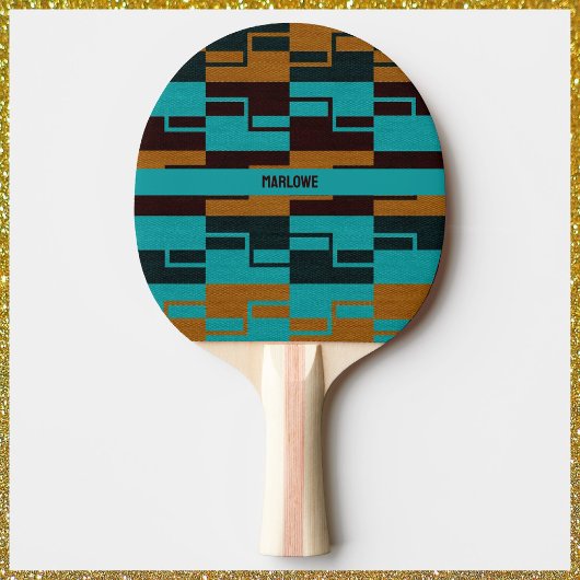 Geometrische Turquoise Black en Brown Tafeltennisbatje