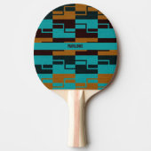 Geometrische Turquoise Black en Brown Tafeltennisbatje (Voorkant)