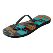 Geometrische Turquoise Black en Brown Teenslippers (Schuin)