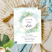 Geometrische turquoise, blauw en groen groen save the date