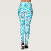 Geometrische turquoise en blauwgroen Leggings (Achterkant)