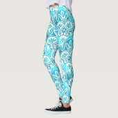 Geometrische turquoise en blauwgroen Leggings (Links)