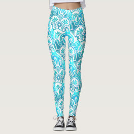 Geometrische turquoise en blauwgroen Leggings